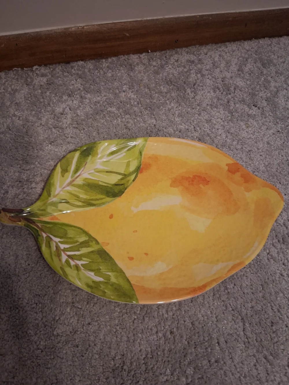 Yellow Lemon-Shaped Ceramic Serving Platter by